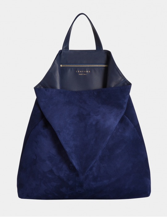 Tote Bag Fluke Goat Suede Pacific Blue